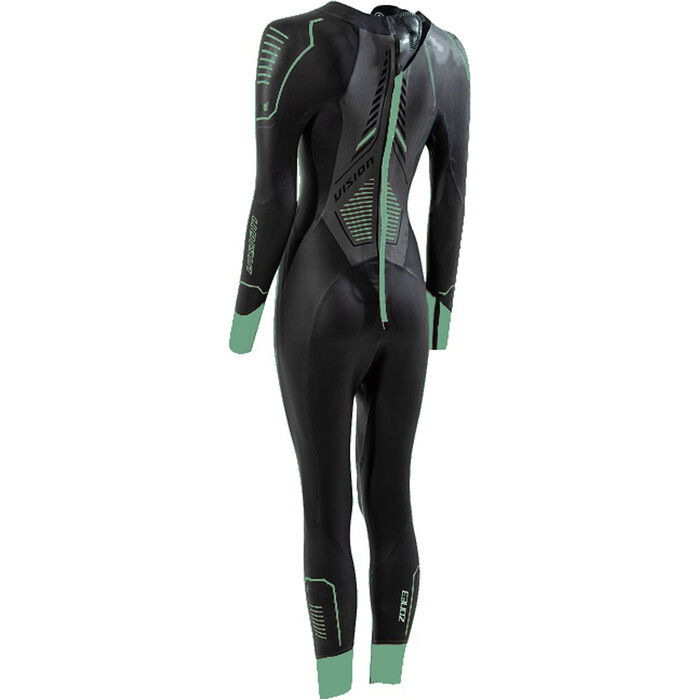 2024 Zone3 Womens Terraprene Vision Back Zip Swim Wetsuit WS24WVIS101 - Black / Eucalyptus Green